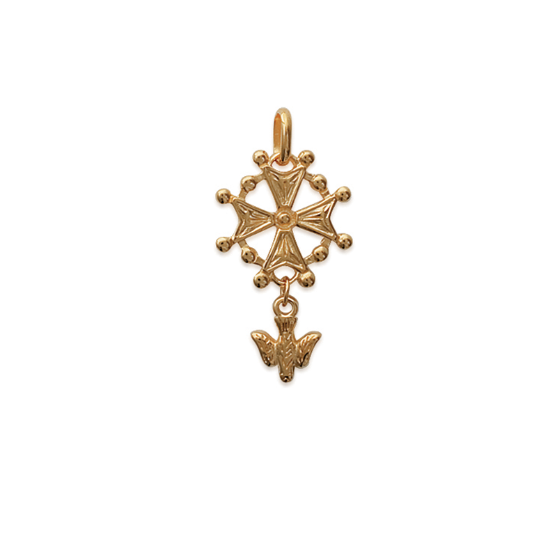 Pendentif croix huguenote  plaqué or