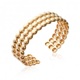 Bracelet plaqué or, petites spheres, 3 rangs