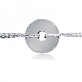 Bracelet chaine en argent avec pendentif rond.