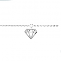 Chaine de cheville avec un pendentif en forme de diamant, argent.
