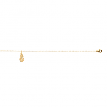 Bracelet cheville, chaine, plaqué or avec pendentif ananas.