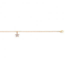 Bracelet cheville, plaqué or, avec breloque étoile et oxyde de zirconium