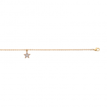 Bracelet cheville, plaqué or, avec breloque étoile et oxyde de zirconium