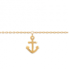 Bracelet cheville, plaqué or, avec breloque ancre marine.