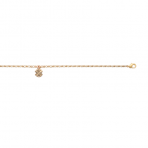 Bracelet cheville, plaqué or, avec breloque trèfles à quatre feuilles.