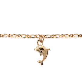 Bracelet cheville, plaqué or, avec dauphin.