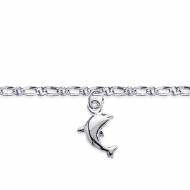 Bracelet cheville, argent, avec dauphin.